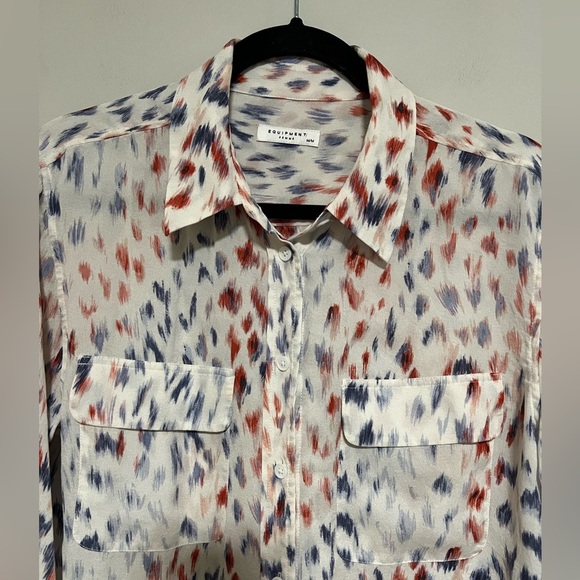 Equipment Multicolored Animal Print Silk Button Down Size Medium - Picture 3 of 8